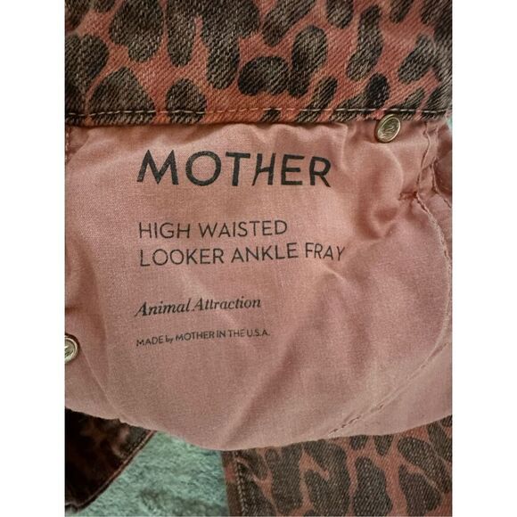 MOTHER Looker High-Rise Leopard Ankle Fray Skinny Jeans in Animal Attraction Siz - Picture 9 of 12